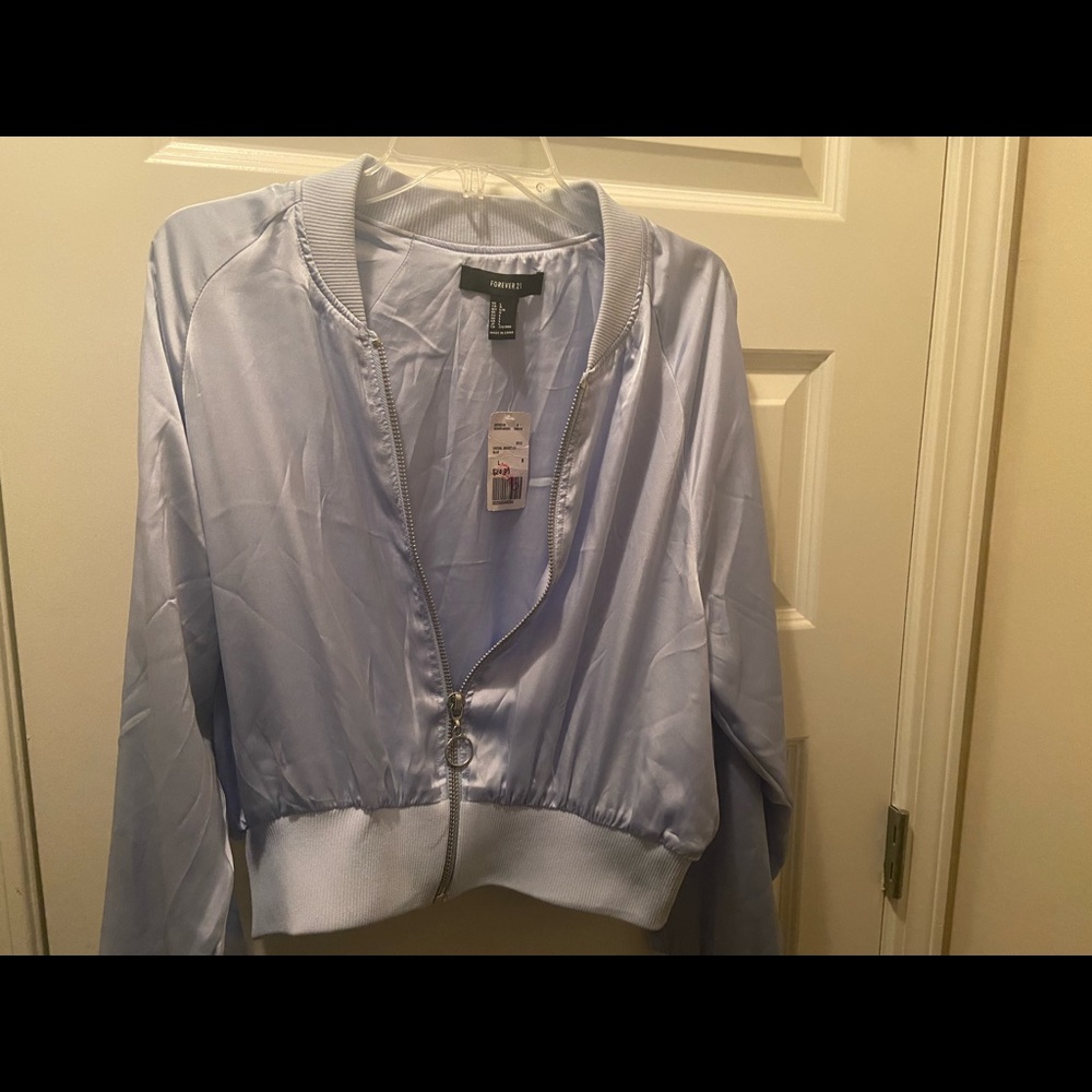 Baby blue women’s jacket from forever 21.